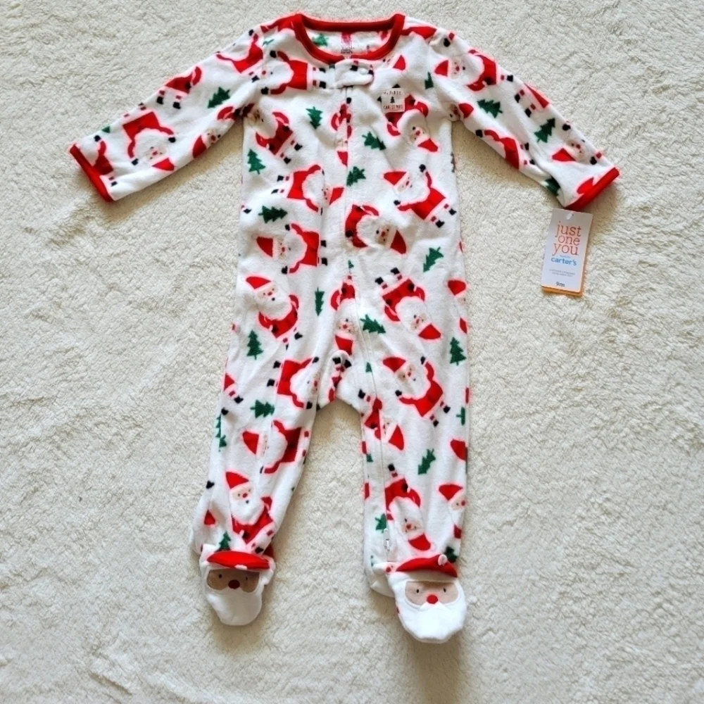 New My first Christmas footed fleece  pajama size newborn